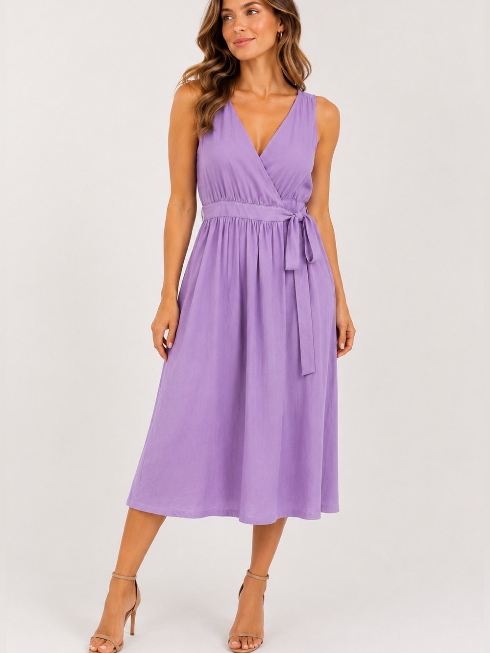 Banana Republic Lavender Wrap Dress NWT Midi Sleeveless Size 4 V-Neck Pockets Ne